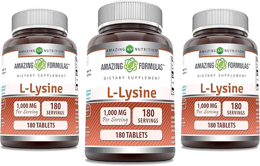 Amazing Formulas L-Lysine 1000mg Amino Acid (180 | 3 Pack)