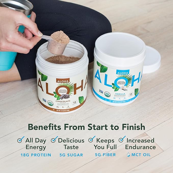 ALOHA Organic Plant Based Protein Powder, 19.6 oz, 15 Servings