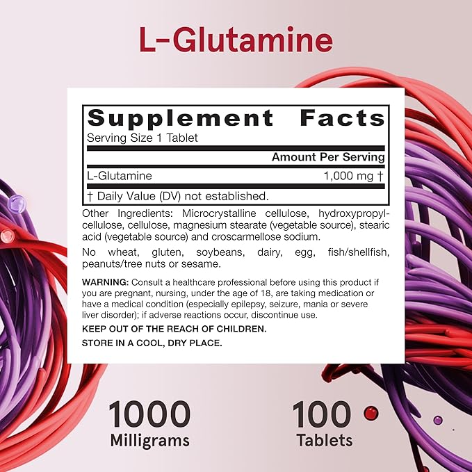 Jarrow Formulas L-Glutamine 1000 mg 100% L-Glutamine 100 Servings
