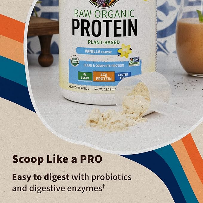 Organic Vegan Vanilla Protein Powder 22g Complete 1.5 LB