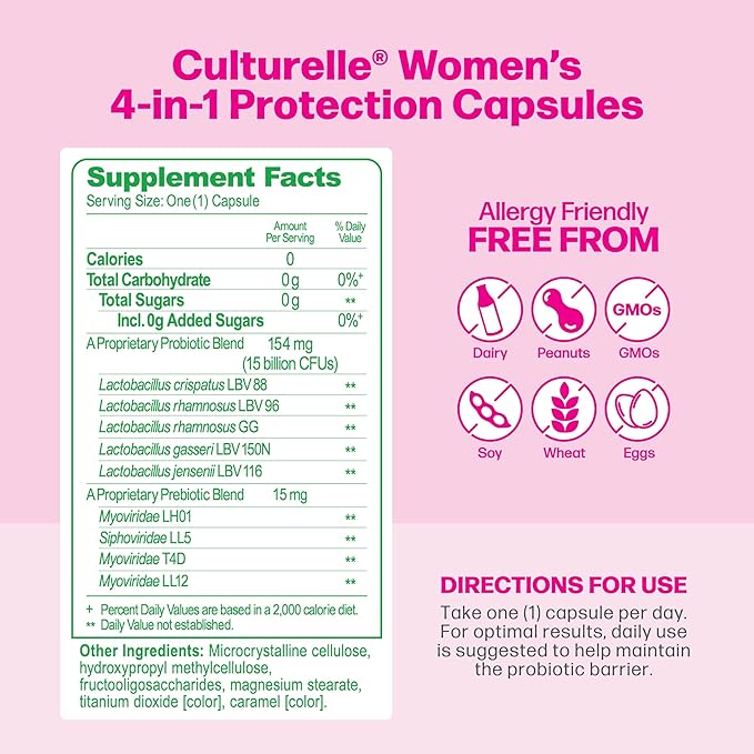 Culturelle 4-in-1 Probiotics for Women, Daily 30 Count