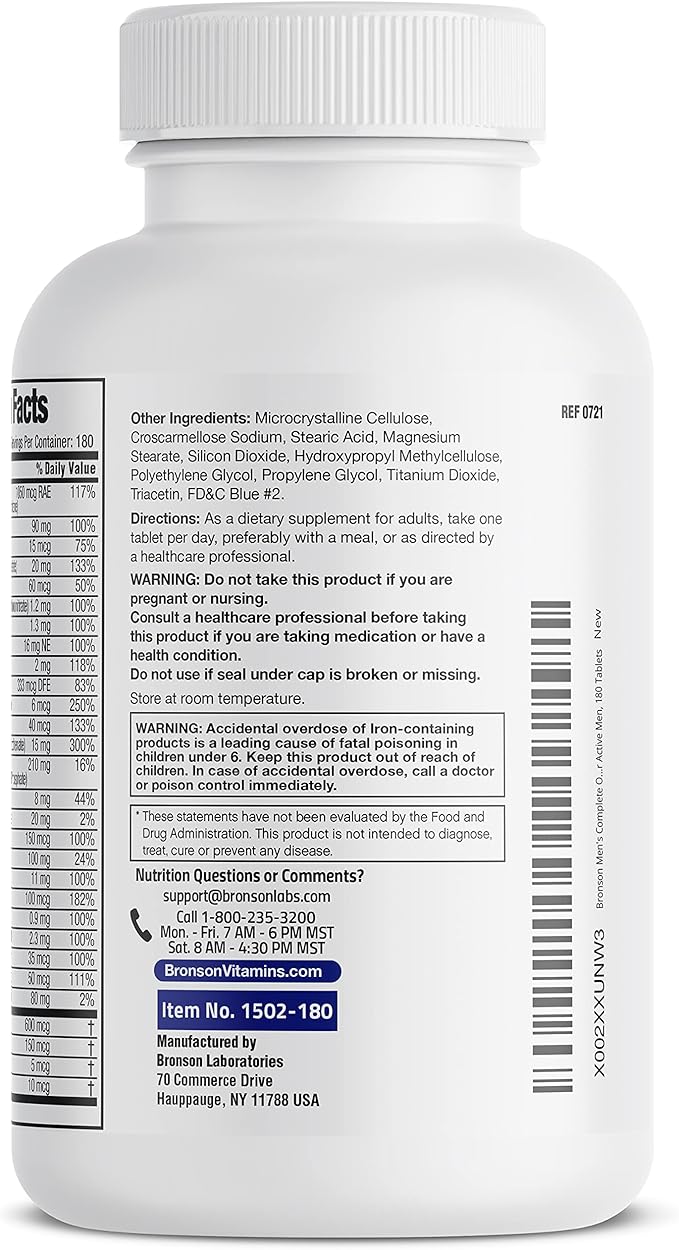 Bronson ONE Daily Men’s Complete Multivitamin 180 Tablets