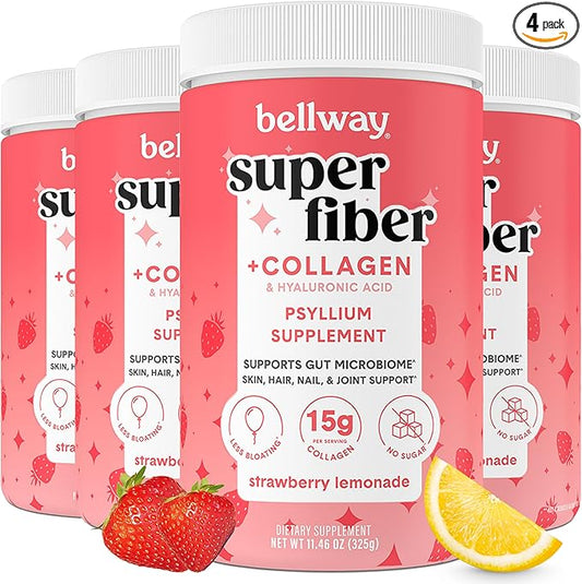 Bellway Super Fiber Powder + Collagen (4 Pack), (45.84 oz)