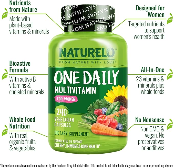 NATURELO One Daily Multivitamin for Women 240 Capsules 8 Month