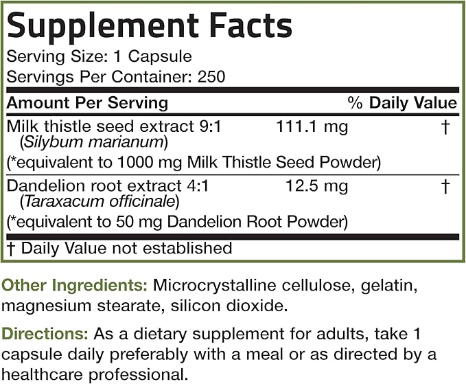 Bronson Milk Thistle Silymarin Marianum & 250 Capsules