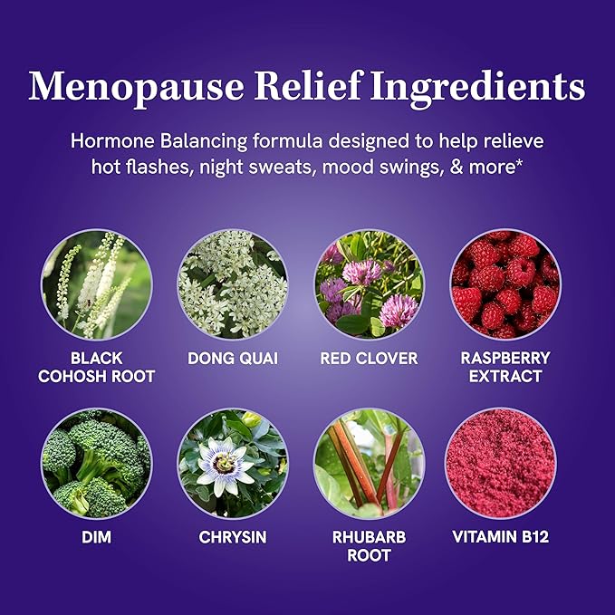 Menopause Supplement for Women Hot Flashes & Night Sweats | Hormone Balance, Menopause Relief for Women & Perimenopause Support | with Black Cohosh, DIM & Red Clover | Third-Party Tested | 30 Ct