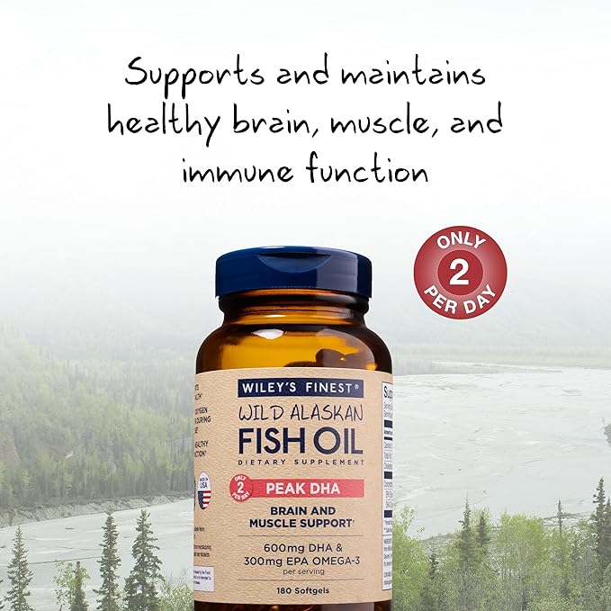 Wiley's Finest Wild Alaskan Fish Oil 900mg EPA Omega-3s - 180 Softgels (90 Servings)