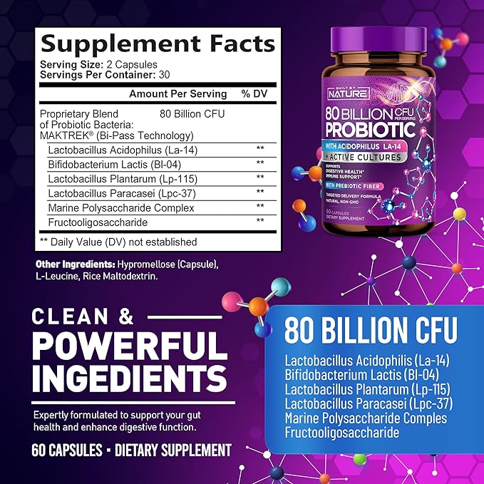 80 Billion CFU Probiotic 60 Capsules
