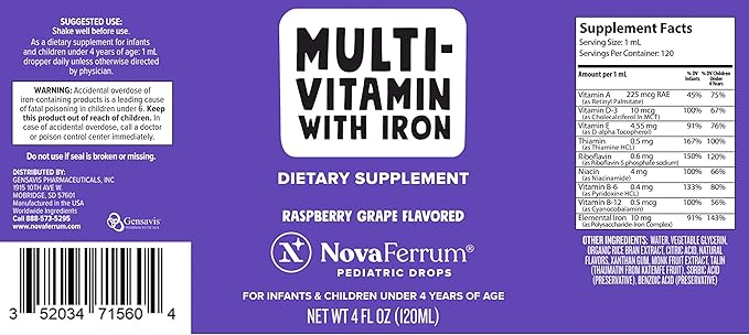 NovaFerrum Yum | Multivitamin with Iron 4 & 120 Servings