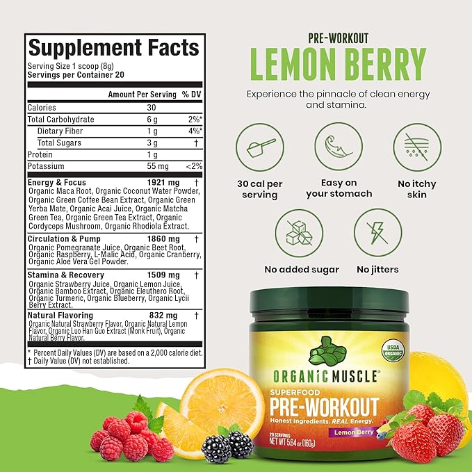 Organic Muscle Superfood Pre Workout Powder