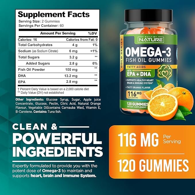 Omega 3 Fish Oil Gummies 3 Fish 120 Gummies, 60 Day