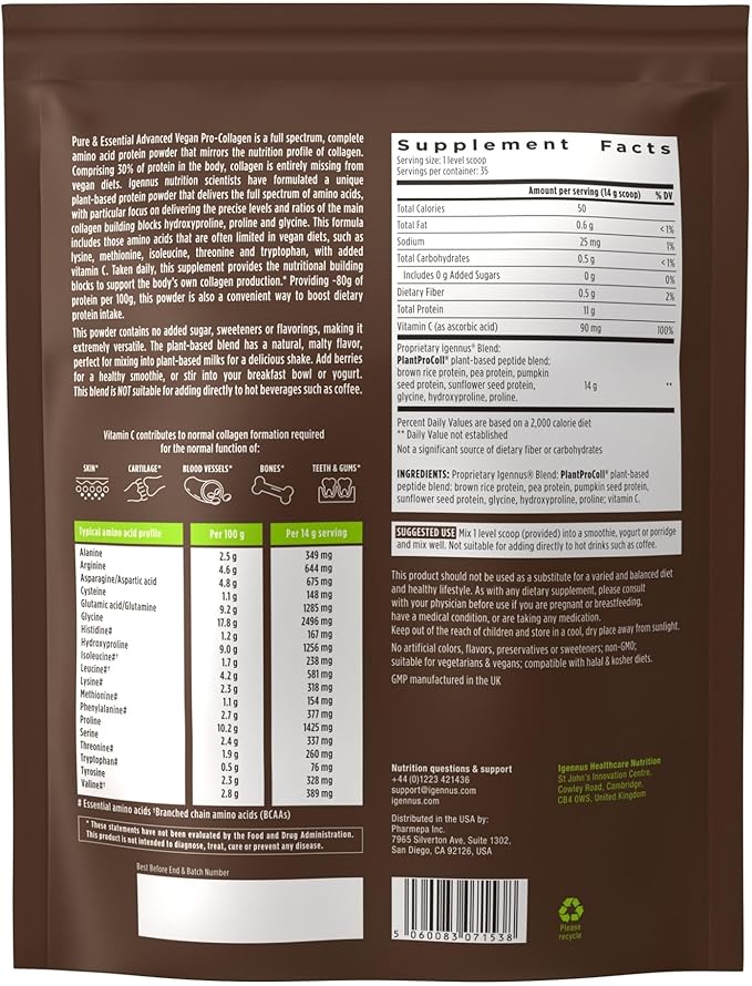 Pure & Essential Vegan Collagen Peptide 35 Servings
