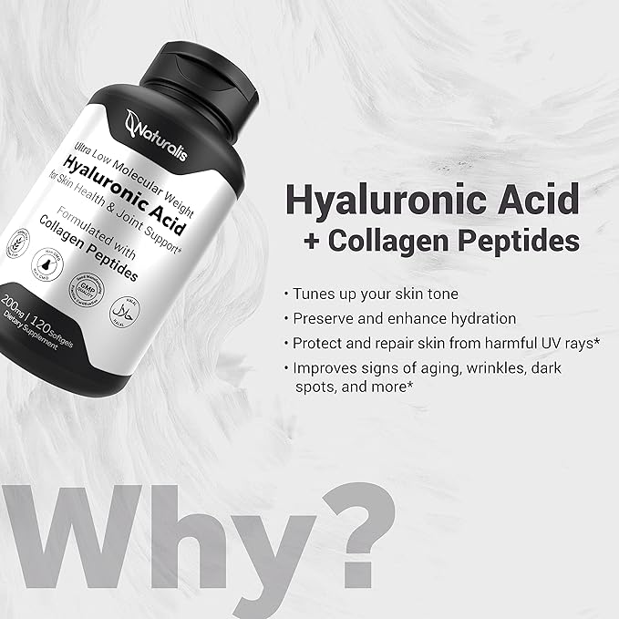 Naturalis Hyaluronic Acid 200mg, 10x Better 120 Softgels