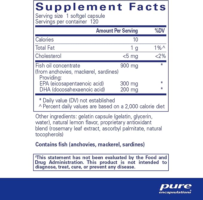 Pure Encapsulations EPA/DHA with Lemon 120 Softgel
