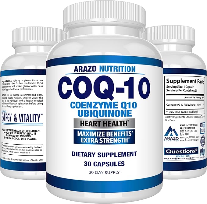 Arazo Nutrition CoQ10 Ubiquinone Coenzyme Q10-200mg