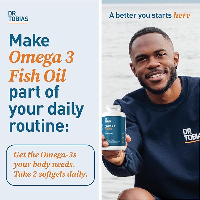 Dr. Tobias Omega 3 Fish Oil, 2000mg Triple 3 Supplement 800mg EPA 600mg DHA 3 Supplements 180 Softgels, 90 Servings