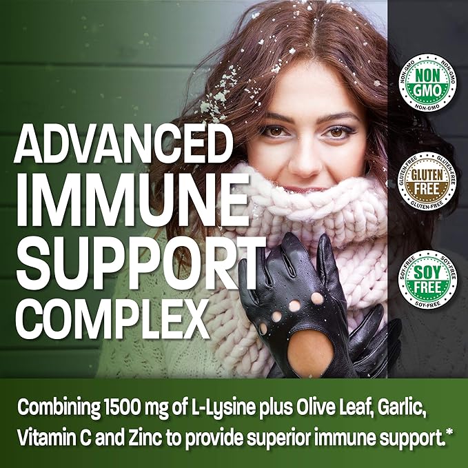 Bronson L-Lysine Defense Immune Support Complex 1500 MG 90 Vegetarian