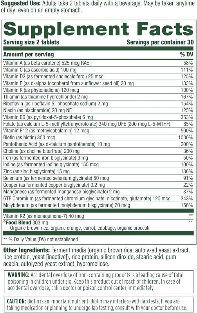 MegaFood Women's 40+ Advanced Multivitamin for Women D3, Vitamin K2 & 60 Tabs (30 servings)
