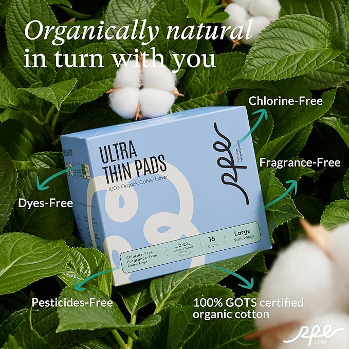 100% Large Organic Pads for Women, 4, 48ct) 48ct)