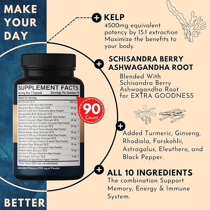 10in1 Kelp Supplement 3 Months 6750mg 90 Vegan