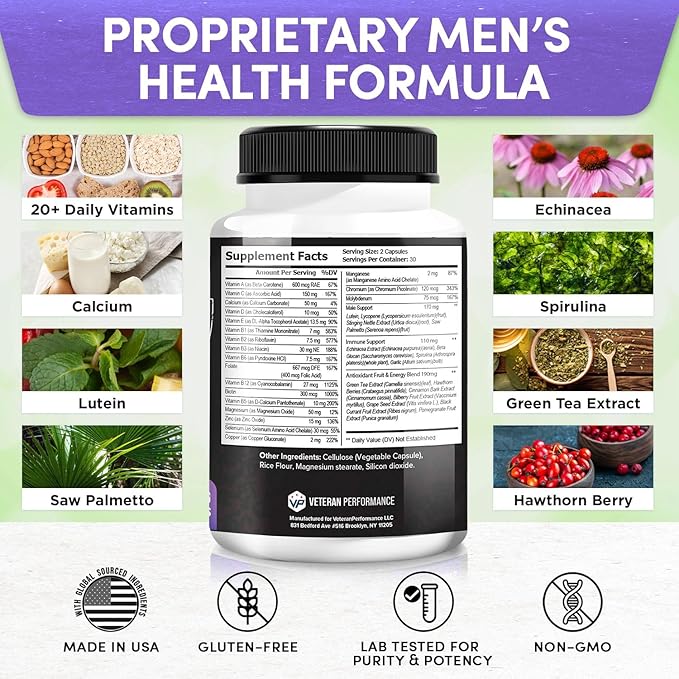 Elite Vitals Multivitamin for Men – 20 Plus (60 Capsules)