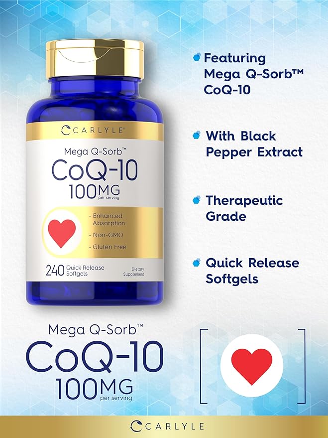 Carlyle CoQ10 100mg 240 Softgels Q-10 |