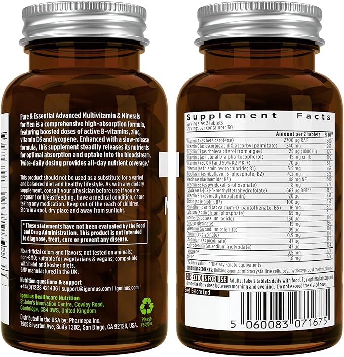 Men's Multivitamin, Clean Label & Vegan,