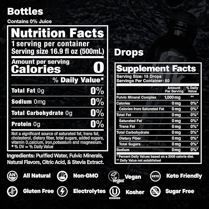 12ct Watermelon 16.9oz and 1ct Concentrated blk. Drops ph8+ and Bioavailable Fulvic & Humic Acid Over 77 Trace Minerals Helps Repair & Restore Cells & Essential Minerals in Your Body