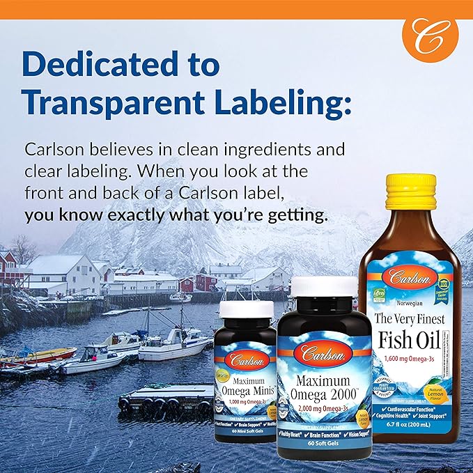 Carlson - Salmon Oil, 500 mg Omega-3s, Norwegian 3 Salmon 50 Softgels