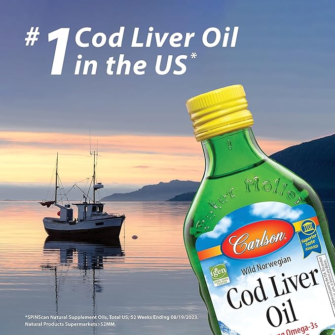Carlson - Cod Liver Oil Gems, 460 mg Omega-3s, plus D3, Wild 150 Softgels