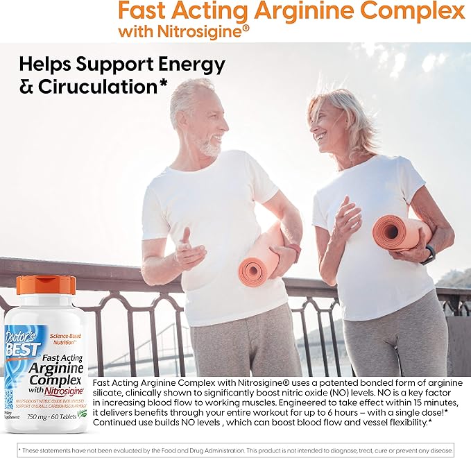 Doctor's Best Fast Acting Arginine Complex 750mg, White (DRB-00406), Tablet, 60 count