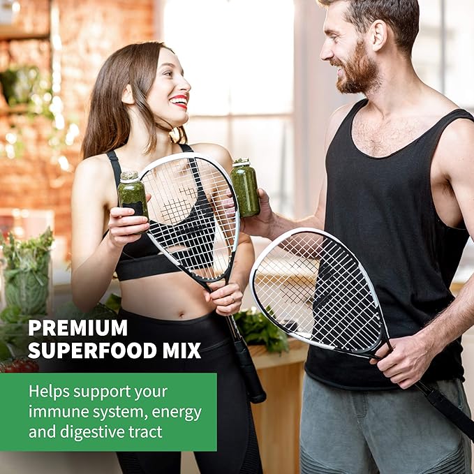 Total Tea Green Powder for Energy & Digestive Health with Turmeric, Amla Powder & Vitamin C - 30 Servings