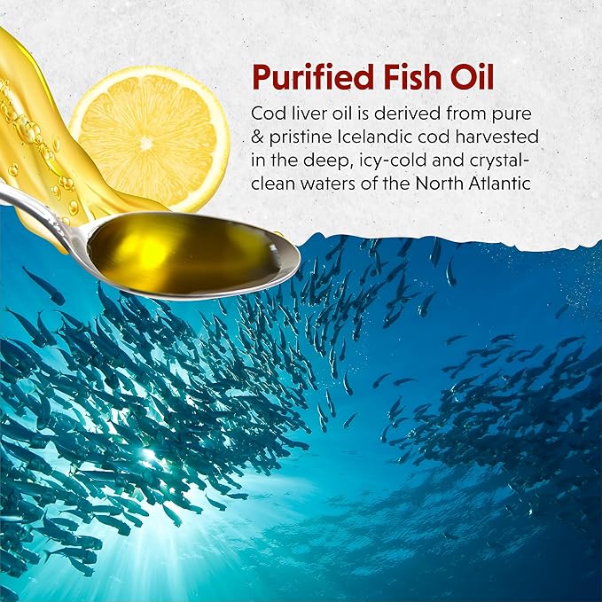 Barlean's Cod Liver Oil Liquid Supplement, 3 Fish 900mg EPA 8 oz