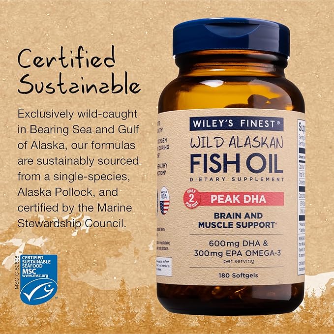 Wiley's Finest Wild Alaskan Fish Oil 900mg EPA Omega-3s - 180 Softgels (90 Servings)