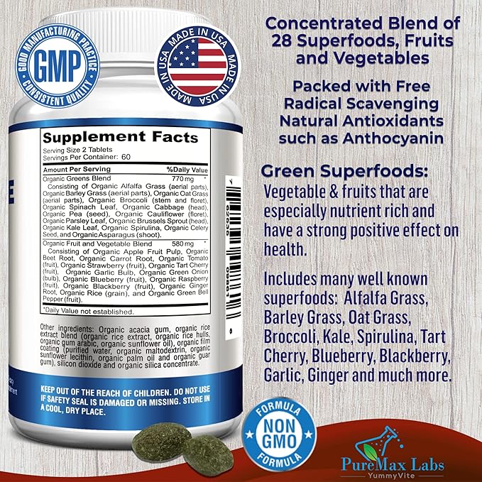 Fruit and Veggie Superfood Greens 120 Tablets 28 Fruits 120 Tablets