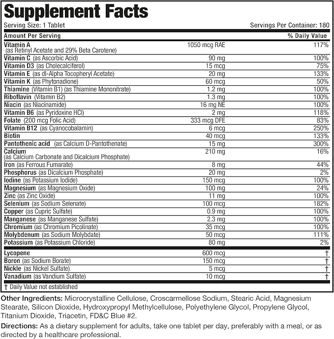 Bronson ONE Daily Men’s Complete Multivitamin 180 Tablets