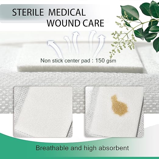 2.3X2.7 Inches Sterile Adhesive Island Wound Pads,100 Individually QICHUANG(2.3X2.7INCHES-C100)