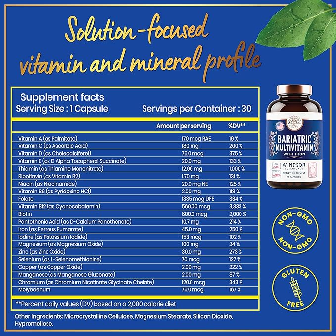 Bariatric Multivitamin with Iron 45mg Iron 30 Caps