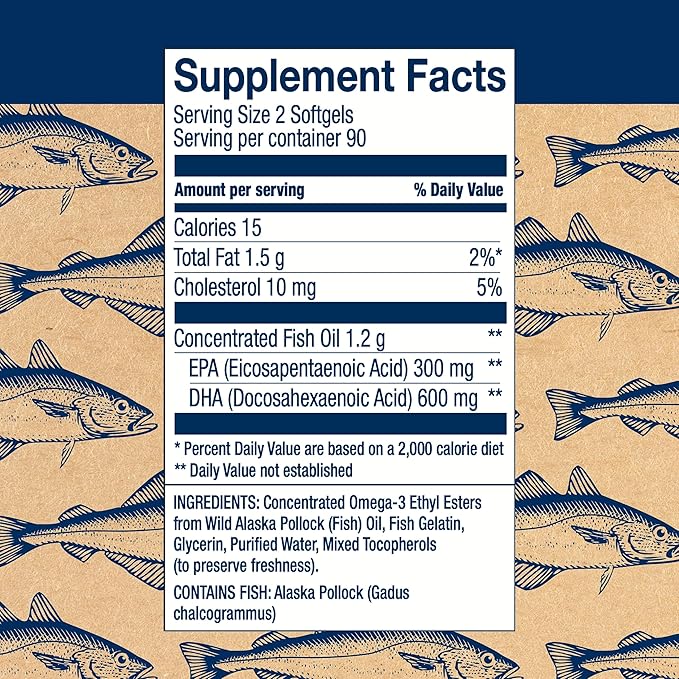 Wiley's Finest Wild Alaskan Fish Oil 900mg EPA Omega-3s - 180 Softgels (90 Servings)