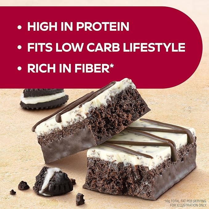 Atkins Creamy Cookie Crunch Meal Bars, 16g Protein, 11g Fiber, 2g Sugar, 4g Net Carbs, Low Carb, 12 Count
