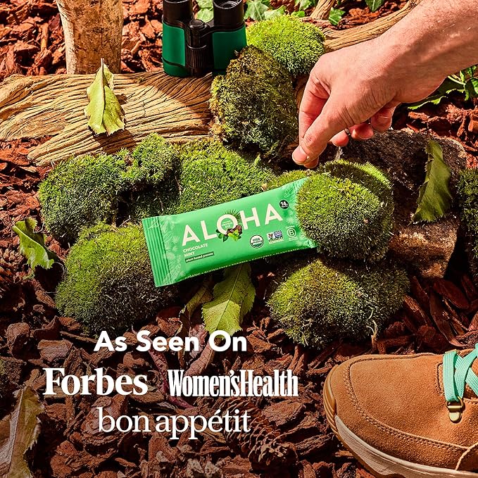 ALOHA Organic Plant Based Protein Bars, Chocolate Mint, 1.98 Oz (Pack of 12)